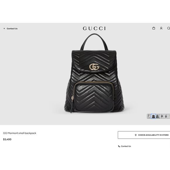 NEW GUCCI $3400 MARMONT BLACK LEATHER TOTE BACKPACK BAG AUTHENTIC! main image 7
